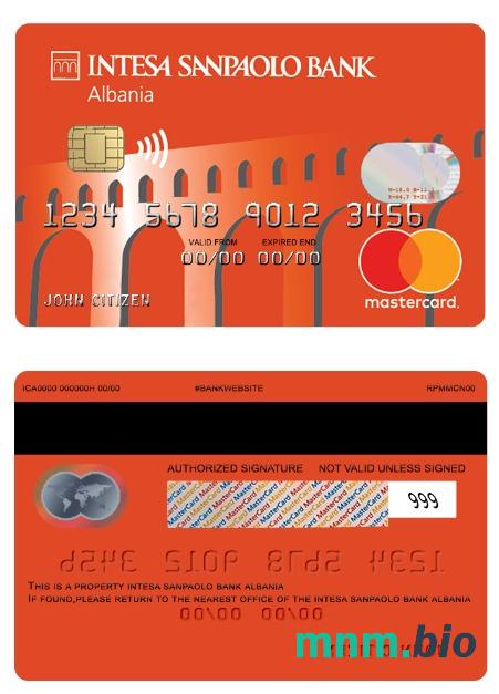 Albania Intesa Sanpaolo bank debet przykład karty mastercard w formacie PSD
